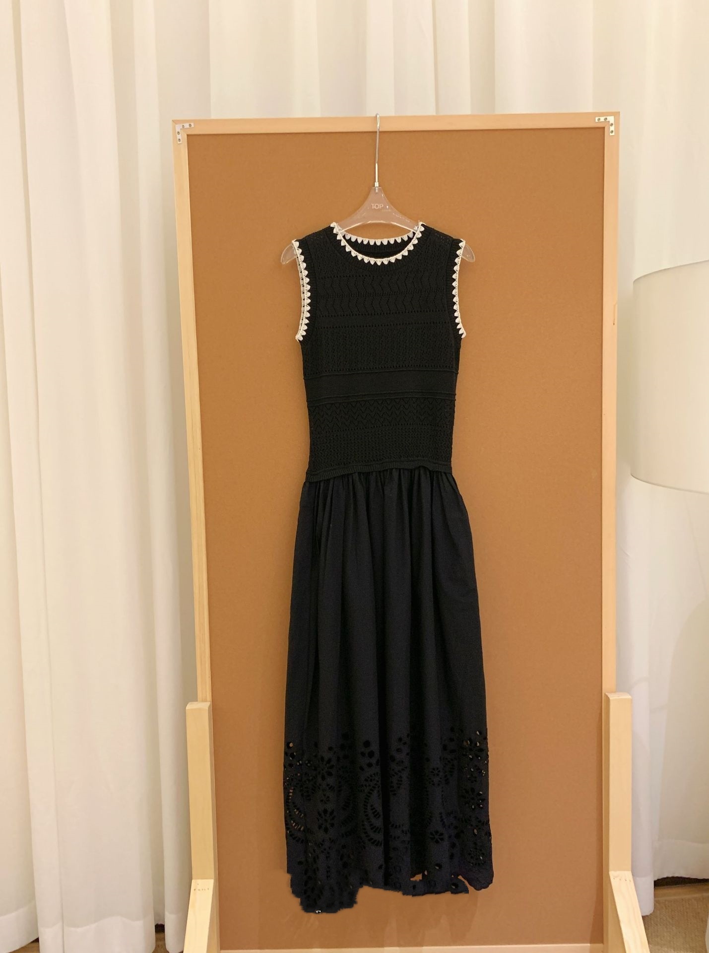 Vacation Style Casual Vest Knitted Stitching Hollow Out Ruffled High Waist Slim Length Dress - Image 6