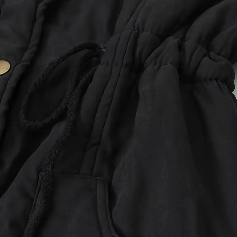 European And American Hooded Drawstring Slim Casual Jacket Coat For Women Mid-length - Image 4
