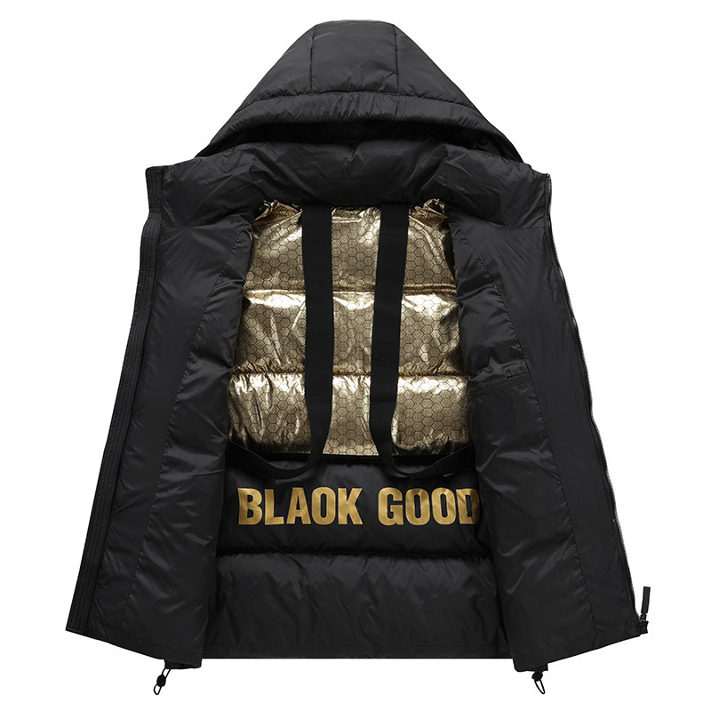 Short Autumn And Winter Warm Quilted Jacket Men's And Women's Same Black Gold Winter Clothing Coat - Image 2