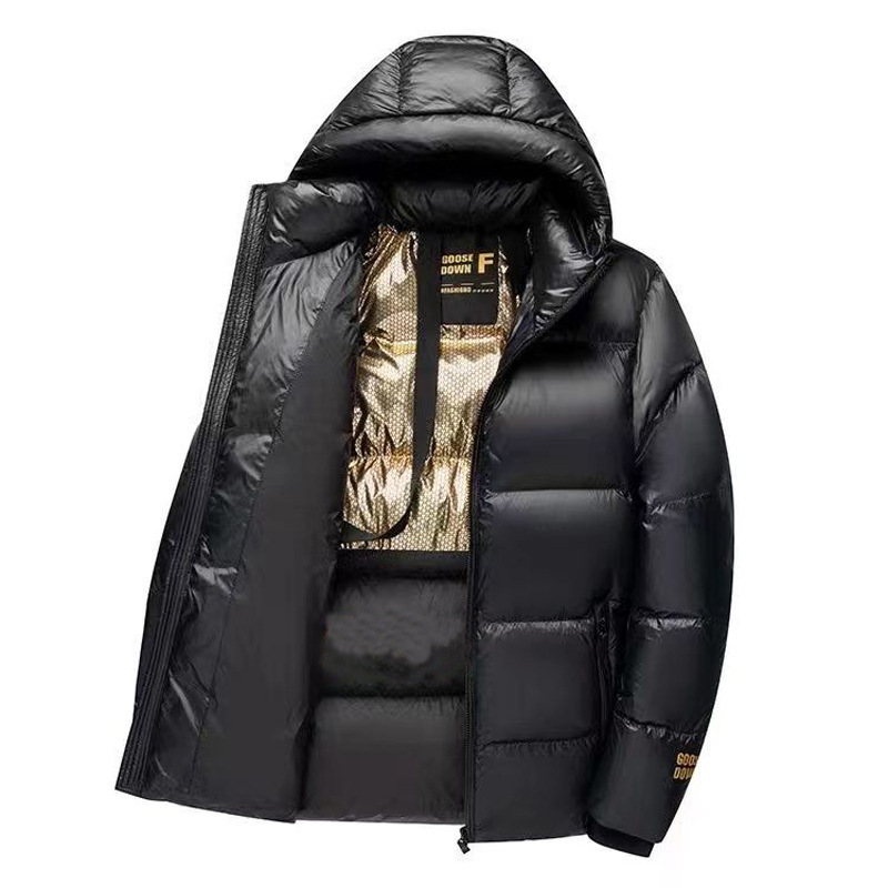 Short Autumn And Winter Warm Quilted Jacket Men's And Women's Same Black Gold Winter Clothing Coat - Image 3