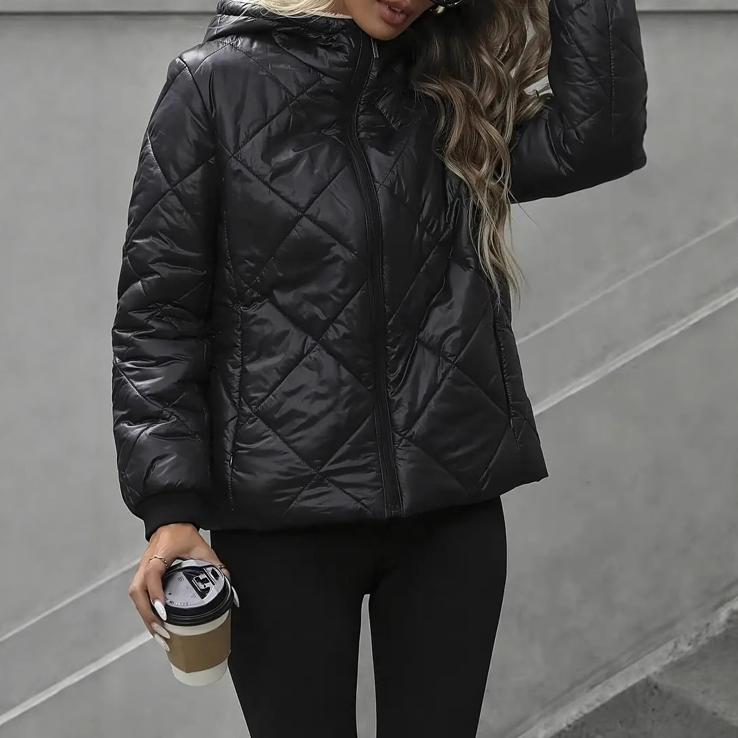 Rhombus Cotton-padded Coat Women Thin And Warm - Image 2