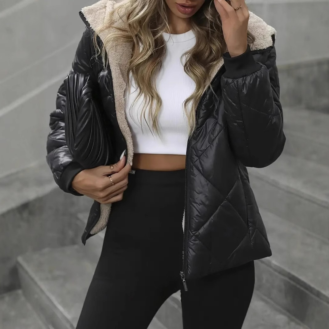 Rhombus Cotton-padded Coat Women Thin And Warm - Image 4