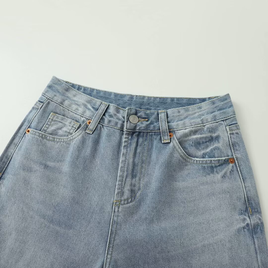 Spring And Autumn New Casual Wide-leg Mid-waist Straight Jeans For Women - Image 2