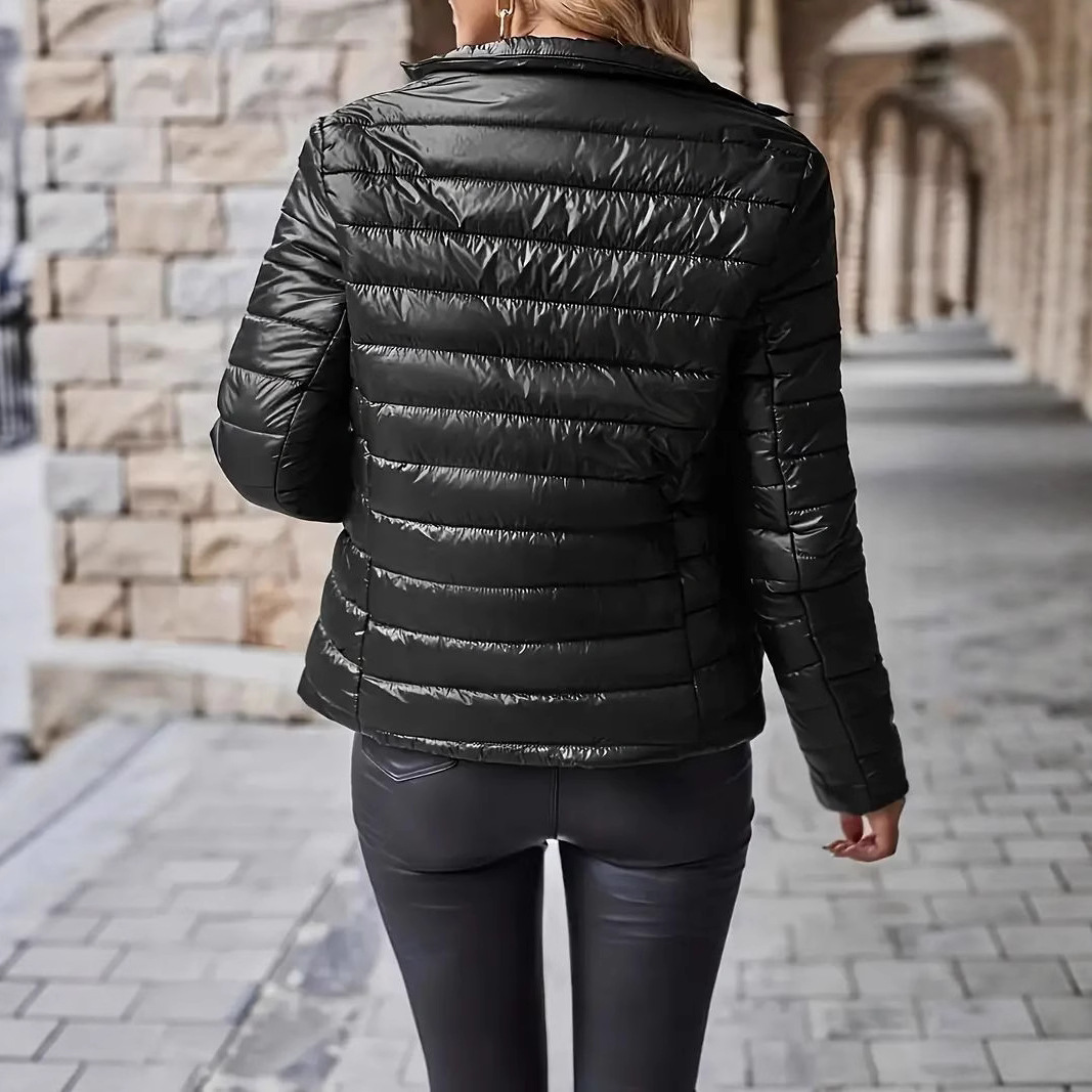 Short Loose Stand Collar Zipper Pocket Cotton-padded Jacket - Image 3