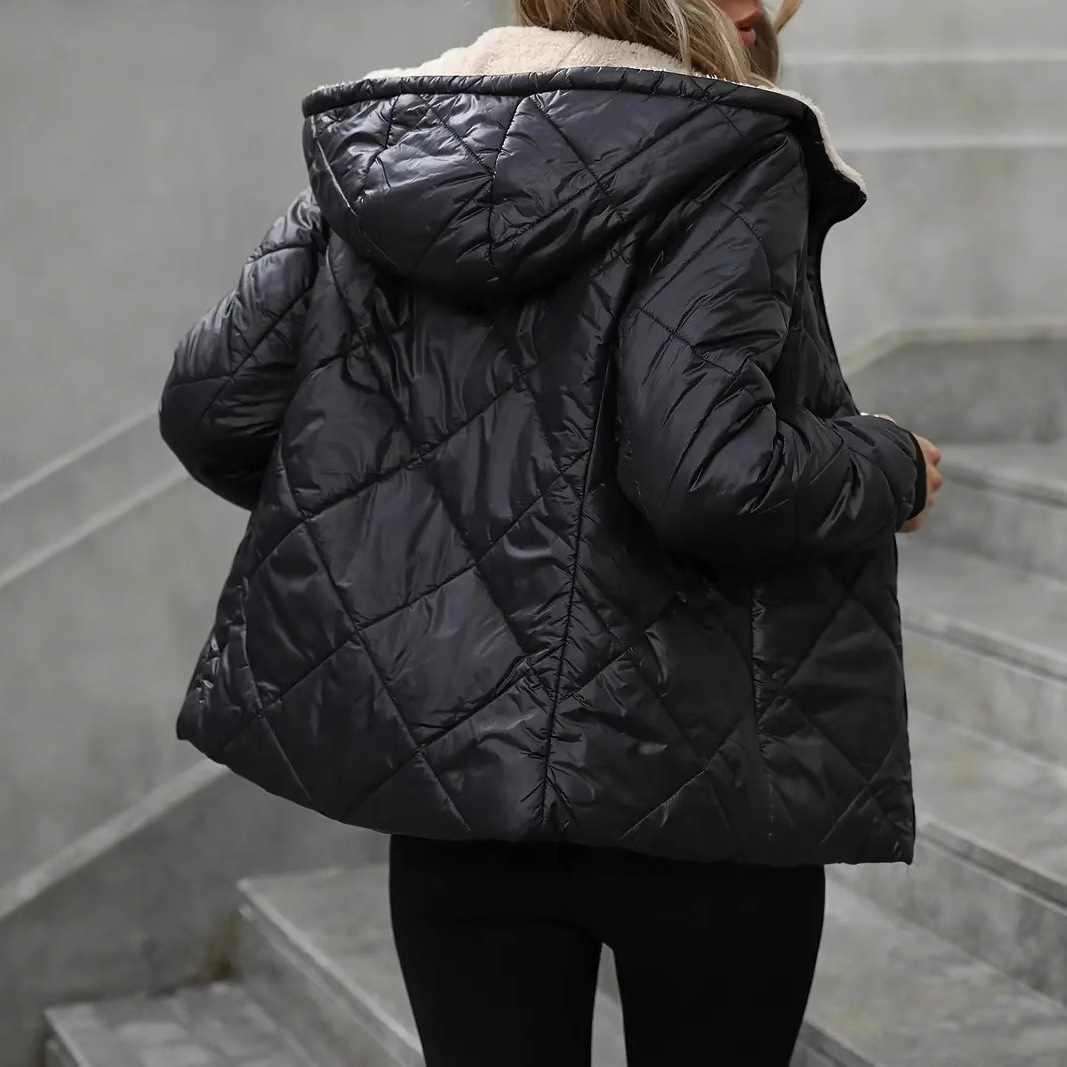 Rhombus Cotton-padded Coat Women Thin And Warm - Image 3