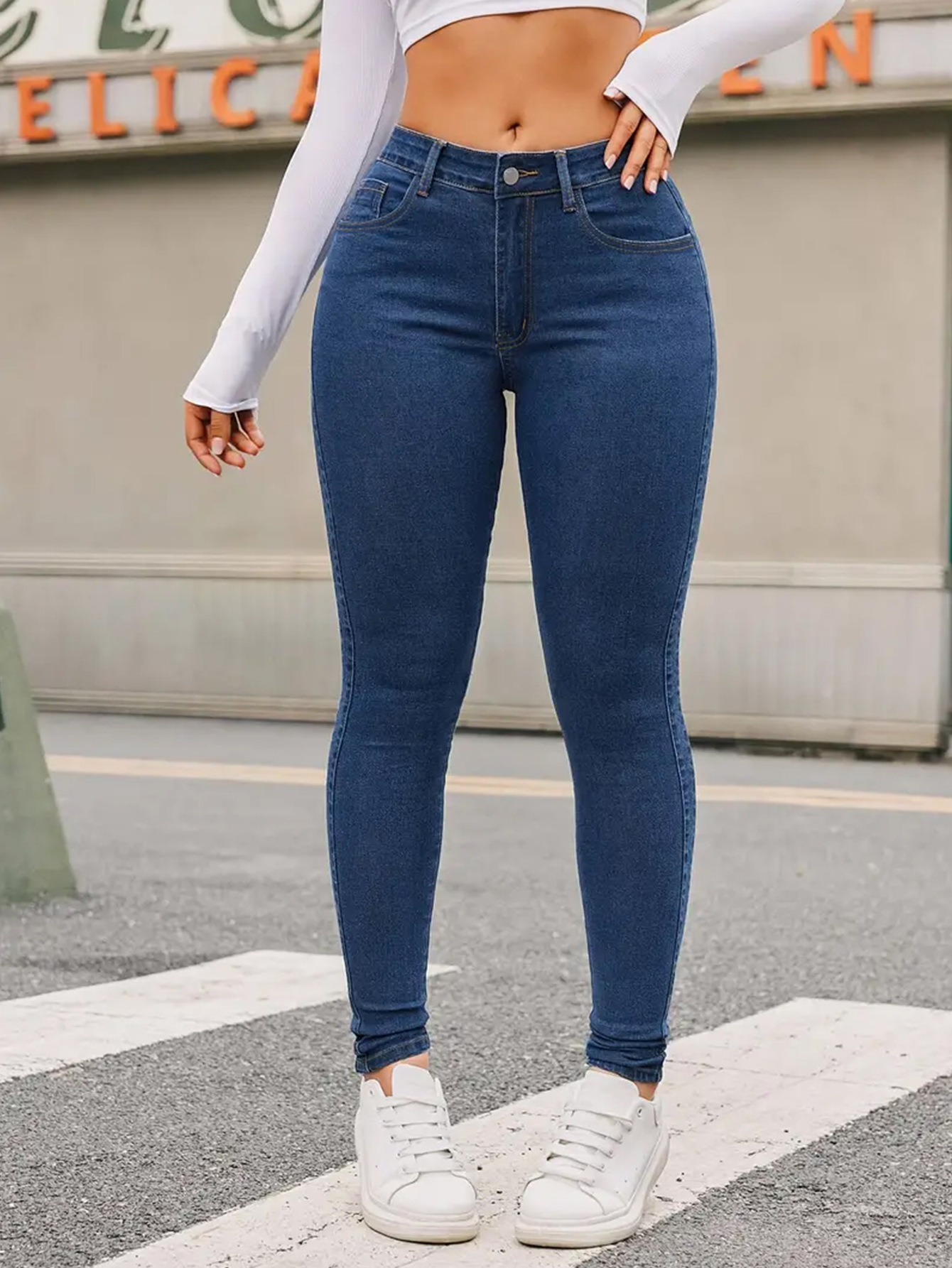 Skinny Stretch Feet Pants Jeans - Image 4