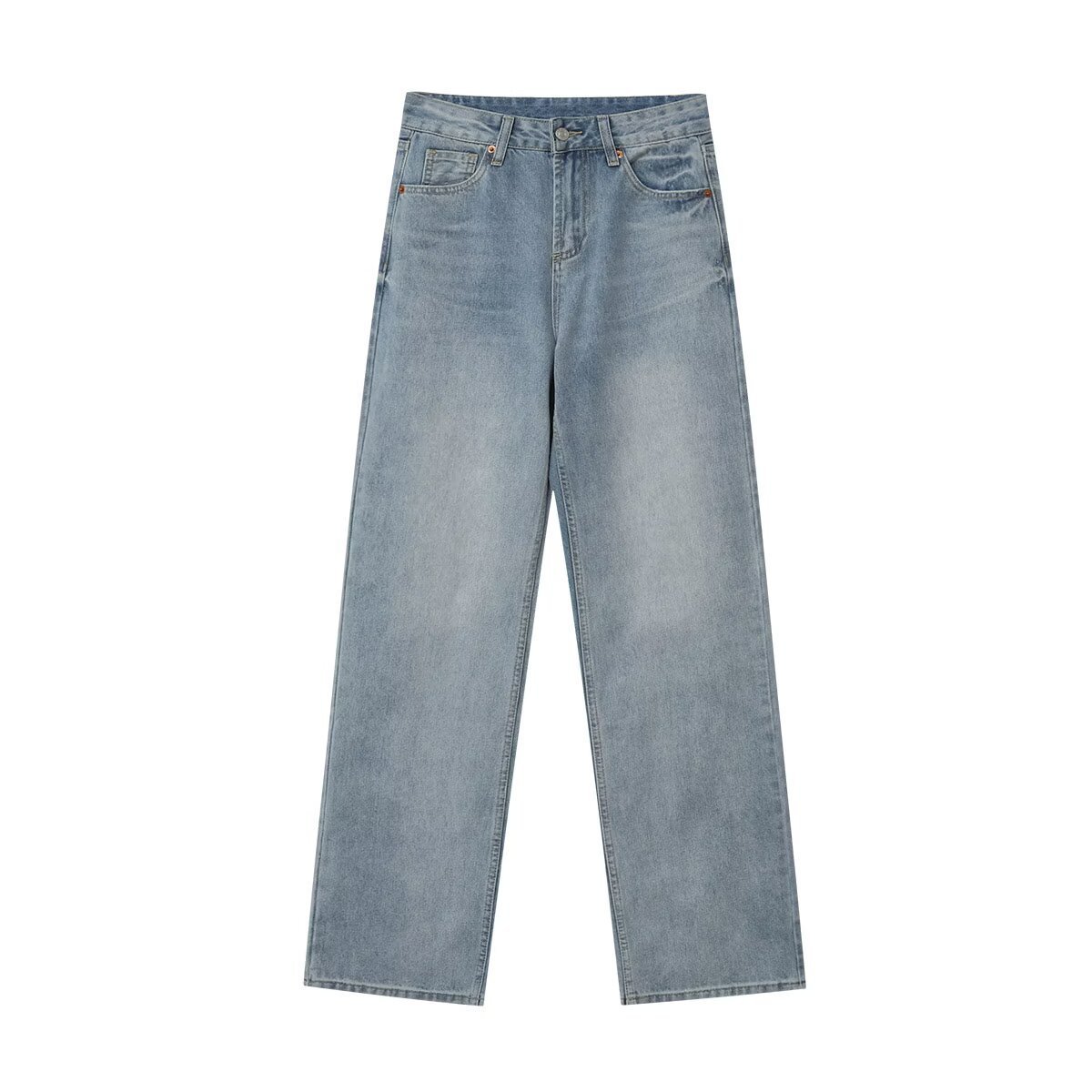 Spring And Autumn New Casual Wide-leg Mid-waist Straight Jeans For Women - Image 3
