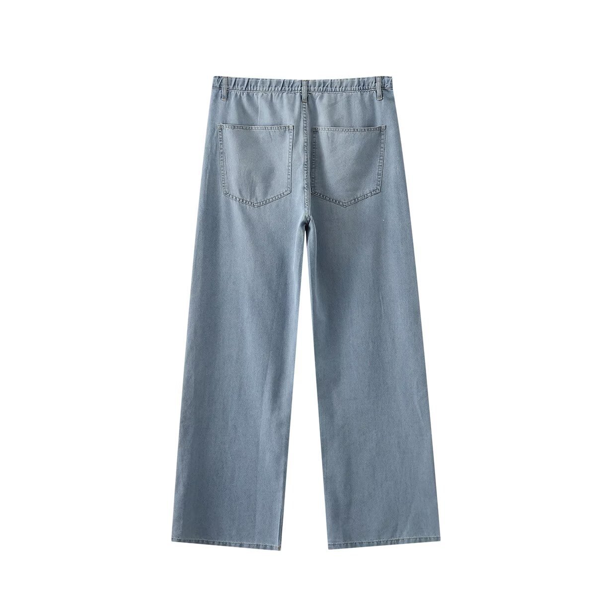 Summer Women's All-match Leisure Washed-out Lace-up Draping Mid-waist Straight Jeans - Image 3