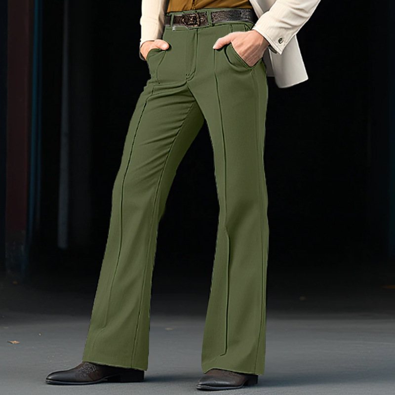 Men's Formal Wear Twill Stretch Slim Solid Color Bell-bottom Pants - Image 9