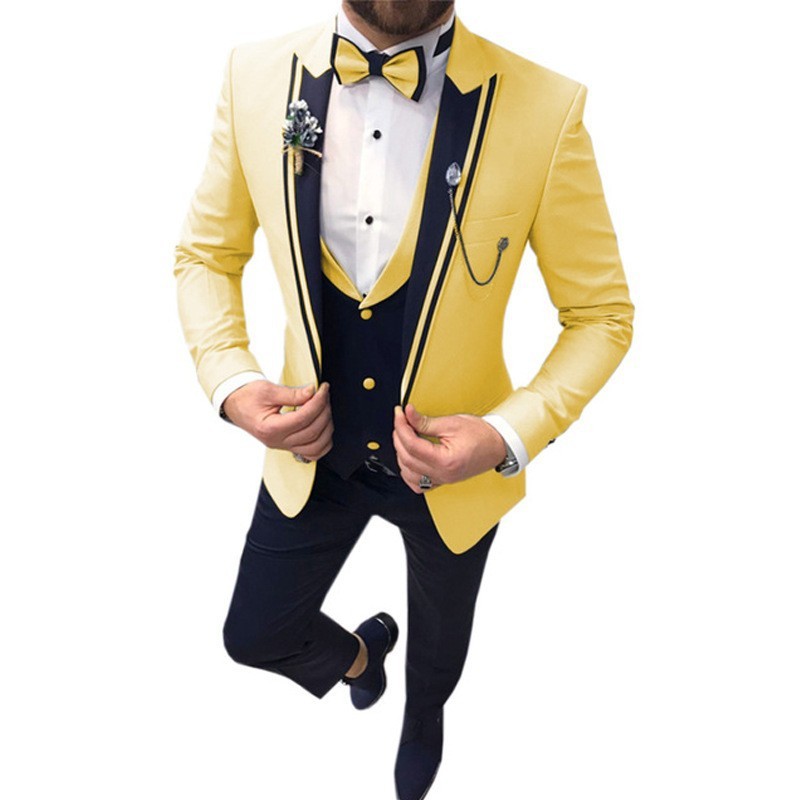Men's Color Matching Business Casual Suit Three-piece Set - Image 7