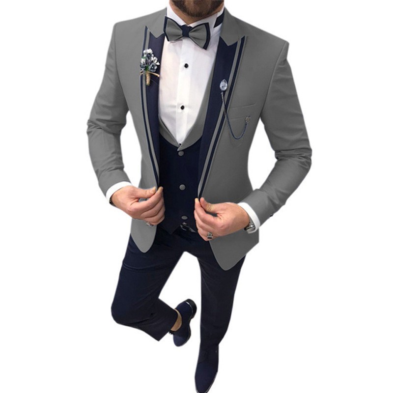 Men's Color Matching Business Casual Suit Three-piece Set - Image 6