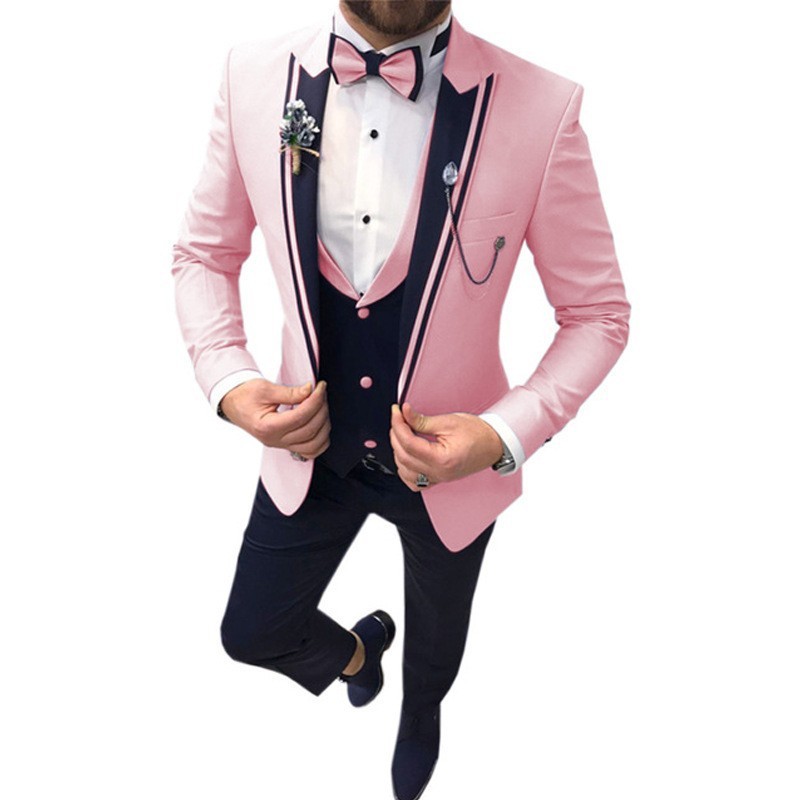 Men's Color Matching Business Casual Suit Three-piece Set - Image 2