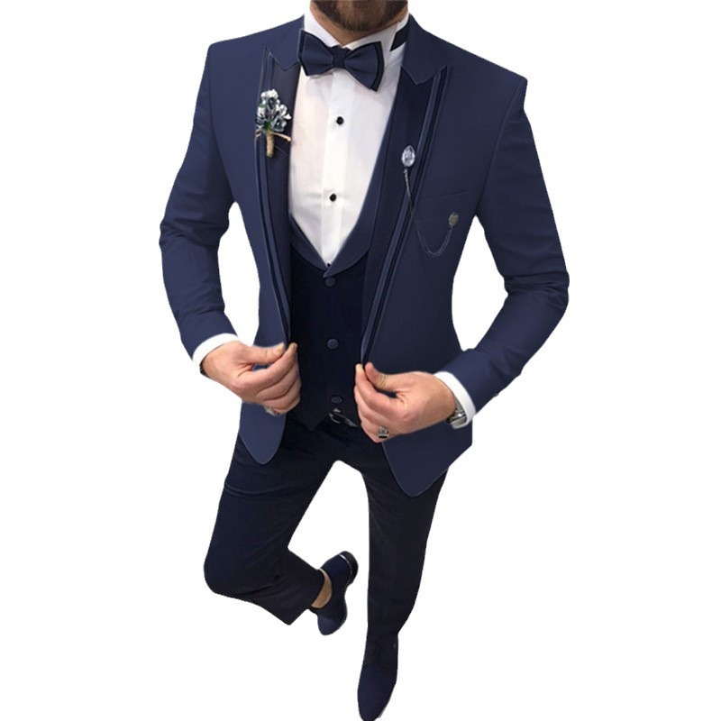 Men's Color Matching Business Casual Suit Three-piece Set - Image 9