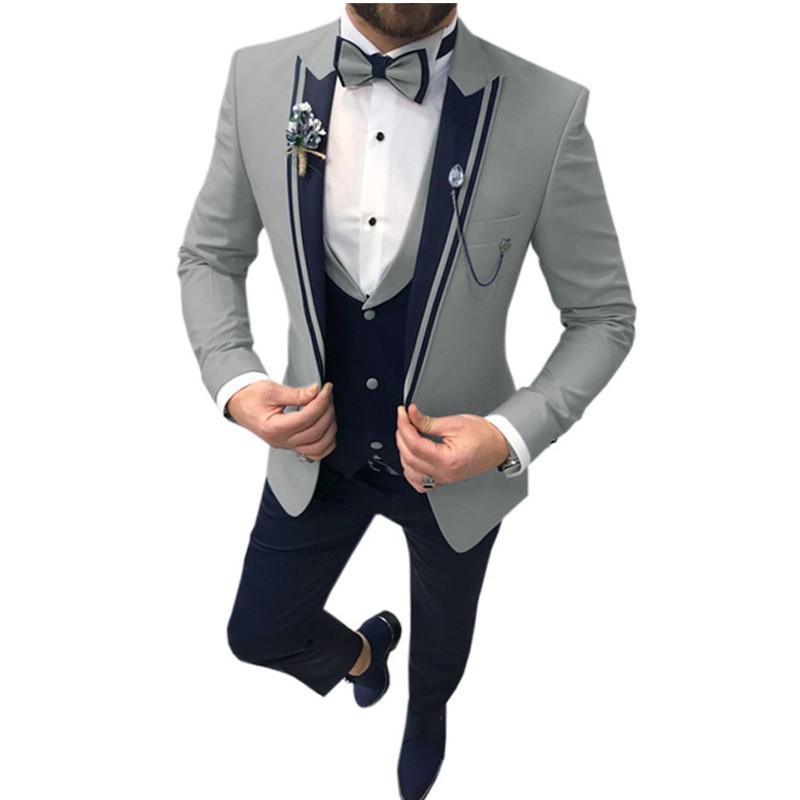 Men's Color Matching Business Casual Suit Three-piece Set - Image 4