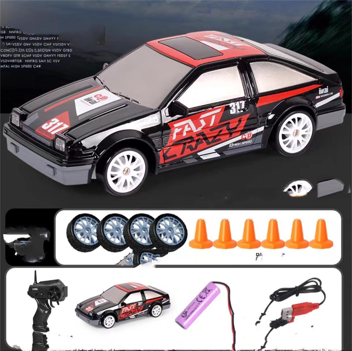2.4G Drift Rc Car 4WD RC Drift Car Toy Remote Control GTR Model AE86 Vehicle Car RC Racing Car Toy For Children Christmas Gifts - Image 8
