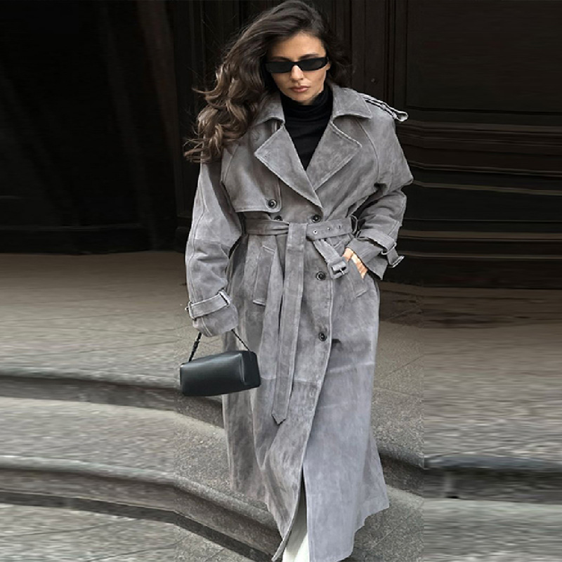 New Temperament Commute Double Breasted Mid-length Loose Woolen Coat - Image 5