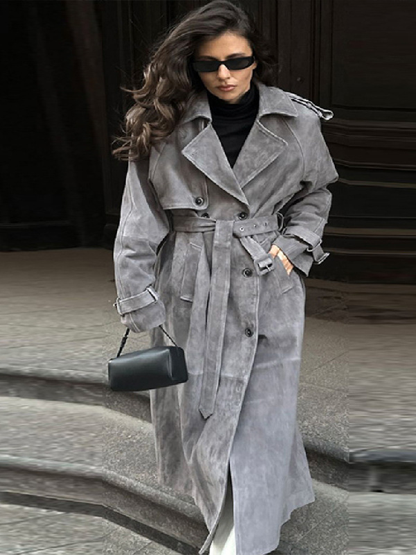 New Temperament Commute Double Breasted Mid-length Loose Woolen Coat - Image 4