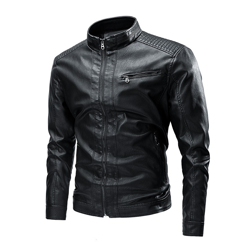 Spring And Autumn Cross-border Casual Men's Leather Clothing Stitching Motorcycle Retro Fashion Leather Jacket Coat - Image 10