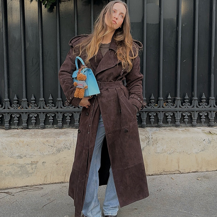 New Temperament Commute Double Breasted Mid-length Loose Woolen Coat - Image 3
