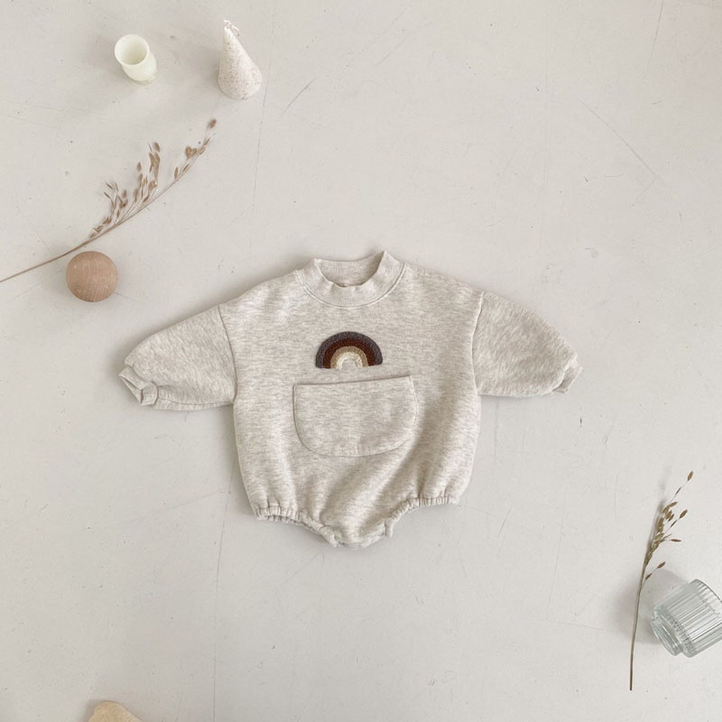 Autumn New Baby Rainbow Print Jumpsuit Romper - Image 6