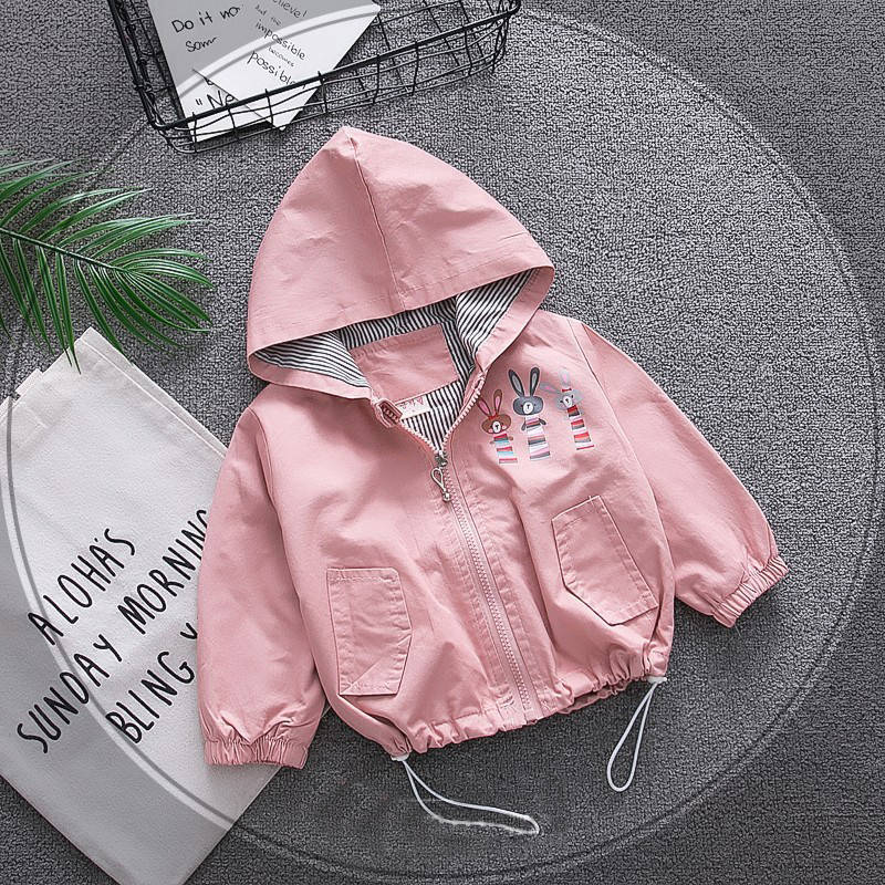 Children's clothing 3-9 years old girls jacket children spring and autumn cute baby jacket Cartoon printed rabbit windbreaker - Image 3