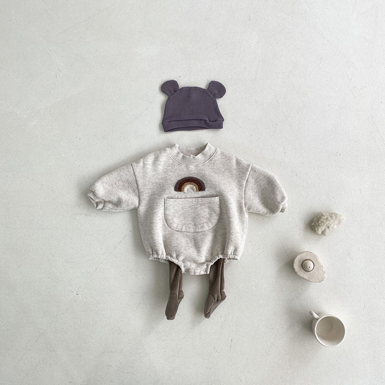 Autumn New Baby Rainbow Print Jumpsuit Romper - Image 4