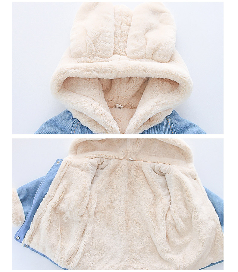 Girls' Denim Jacket Girls' Baby Plus Velvet Thickening - Image 8