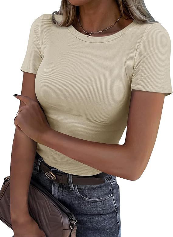 New Womens Long-Sleeve Stretch Crewneck Ribbed T-Srhit - Image 2