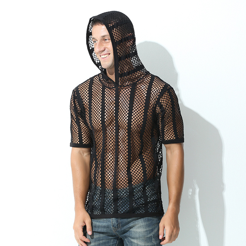 Men's Mesh-Patterned Sports T-Shirt Hoodie - Image 4