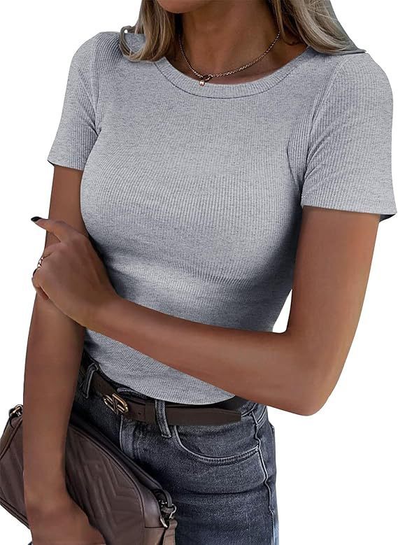 New Womens Long-Sleeve Stretch Crewneck Ribbed T-Srhit - Image 5