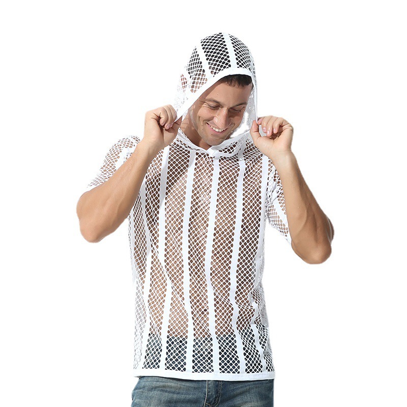 Men's Mesh-Patterned Sports T-Shirt Hoodie - Image 9