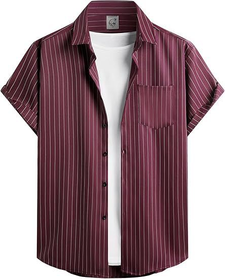 Striped And Solid-color Short-sleeve Shirt-cardigan - Image 8