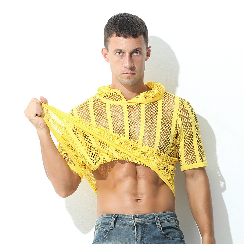 Men's Mesh-Patterned Sports T-Shirt Hoodie - Image 8