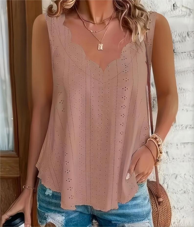 2026 Cross-border Spring And Summer New Style Independent Station Amazon Fashion Summer Plus Size Leisure Solid Color Scallop Edge V-Neck - Image 10