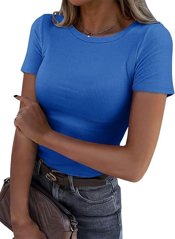 New Womens Long-Sleeve Stretch Crewneck Ribbed T-Srhit - Image 10