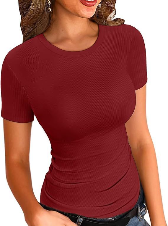New Womens Long-Sleeve Stretch Crewneck Ribbed T-Srhit - Image 4